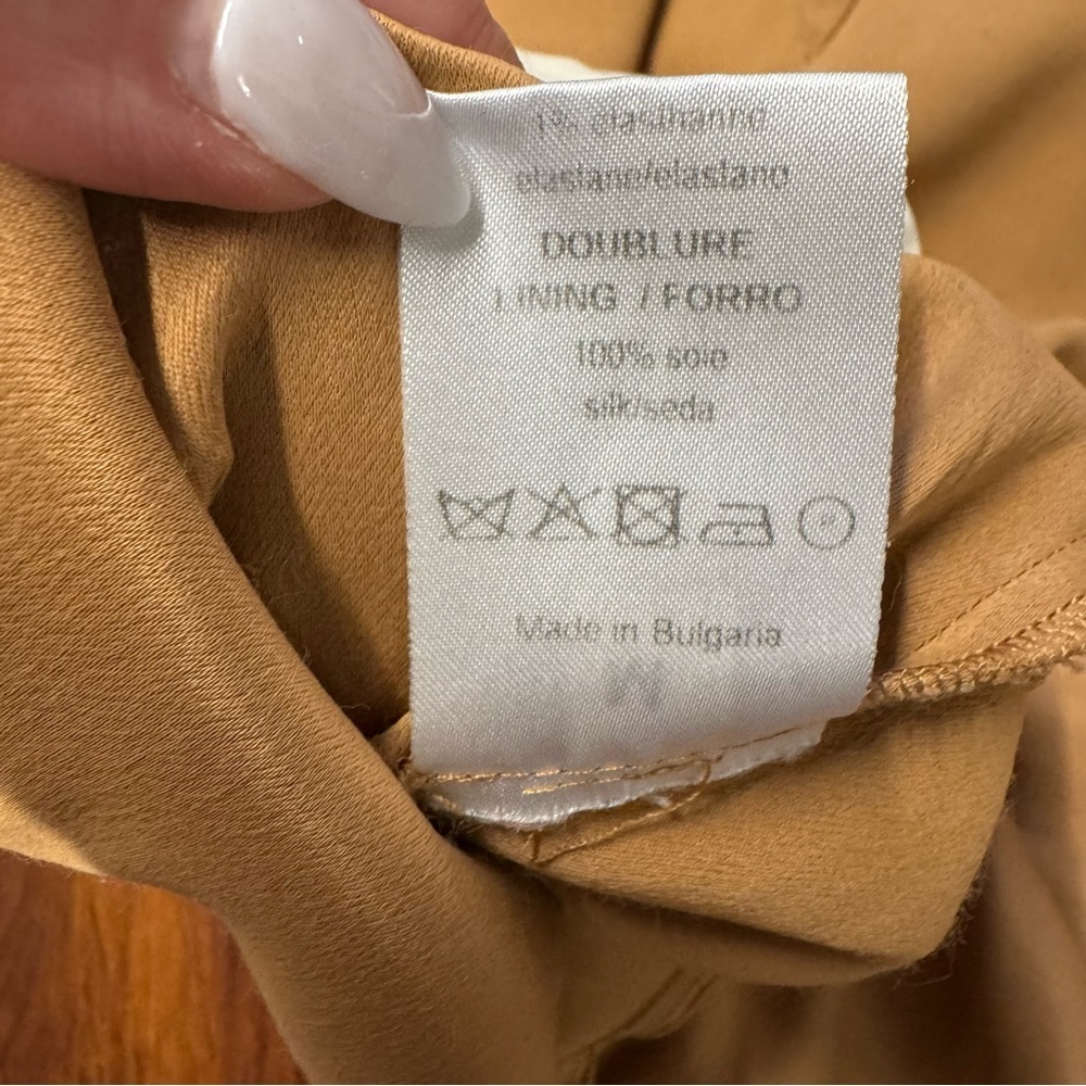 Sandro Paris Camel Tan |Silk Lined Dress |Small | - Picture 8 of 8